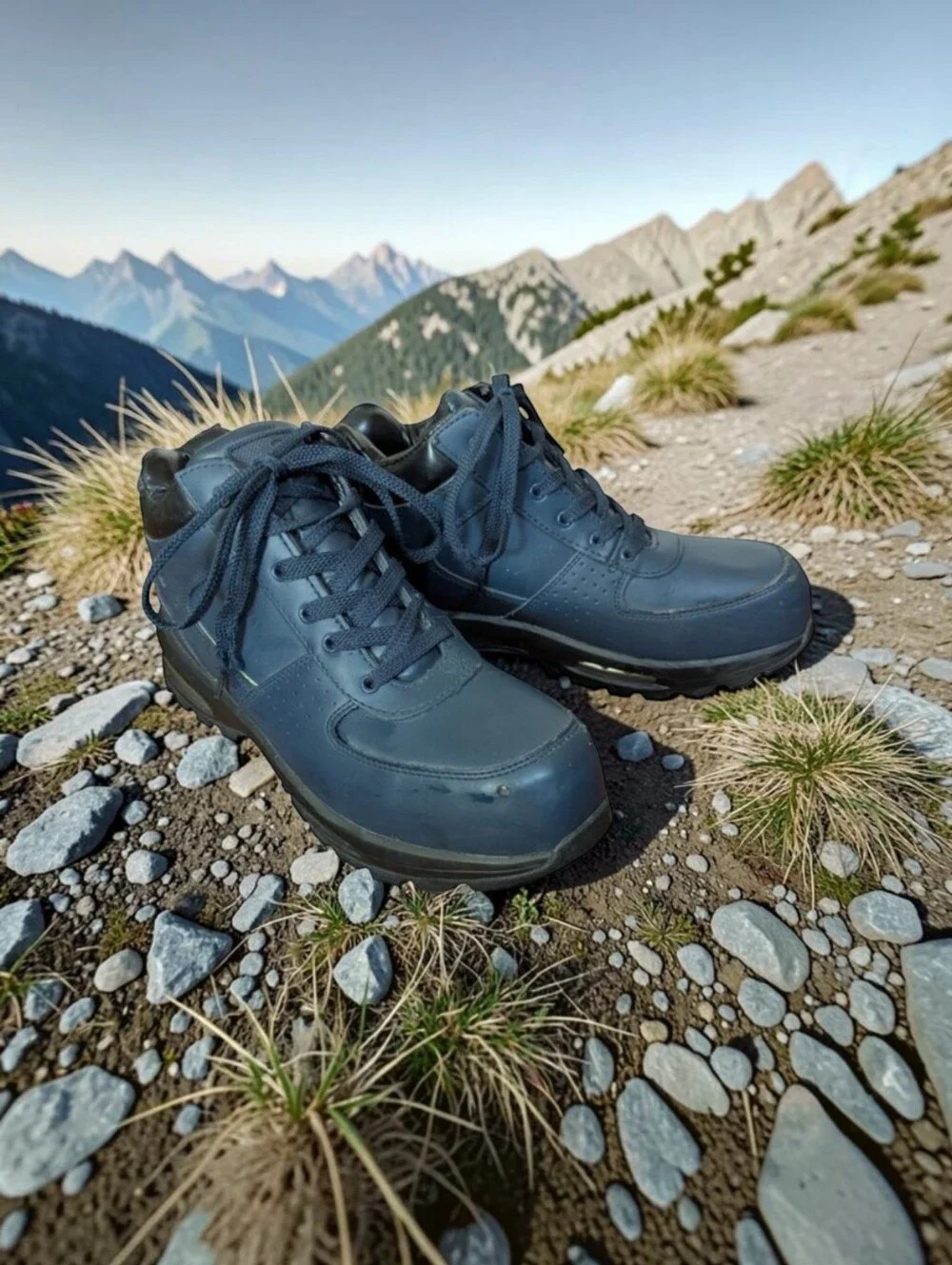 Deep Navy Leather Hiking Rugged Outdoor Camping Hunting Cushioned Boots Sz 11